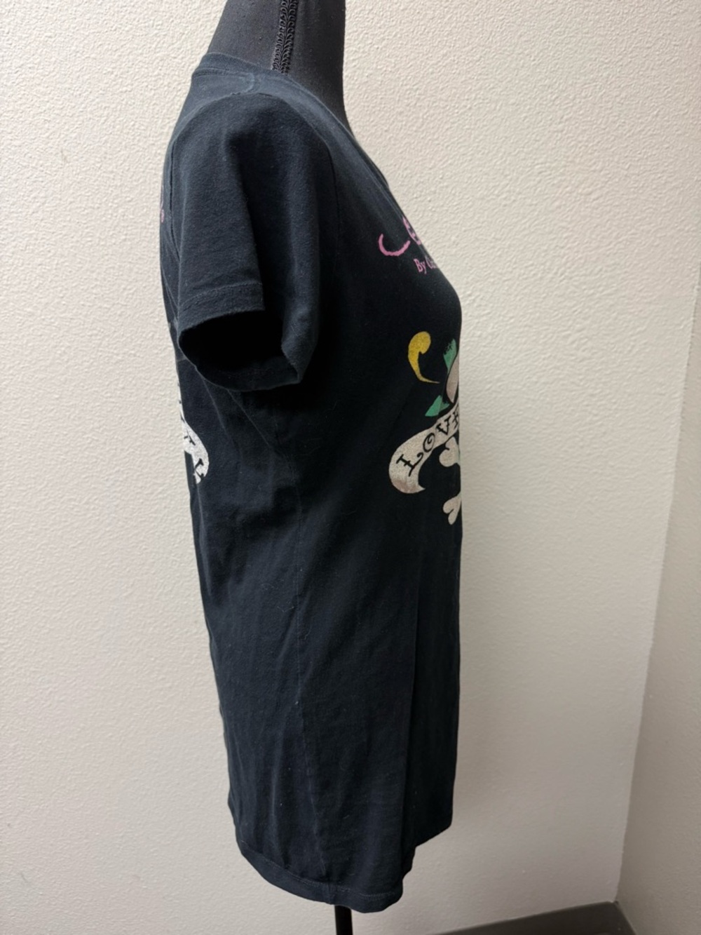 Ed Hardy Skull Heart Graphic Tee Black Love Kills Slowly Y2K Punk Top L - Picture 8 of 11